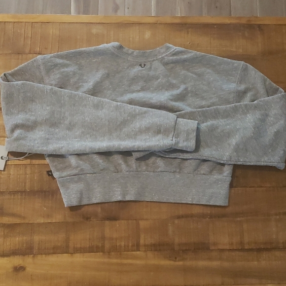 True Religion Women's Cropped Gray Sweatshirt Sz Small - Picture 5 of 8